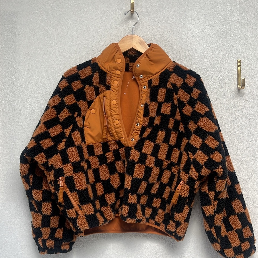 Free People FP Movement Rocky Ridge Jacket Brown Check Women's Size Small